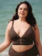 Women Knitted Nylon blended Bikini Tops Sustainable Plus Size Tankinis - BERLOOK