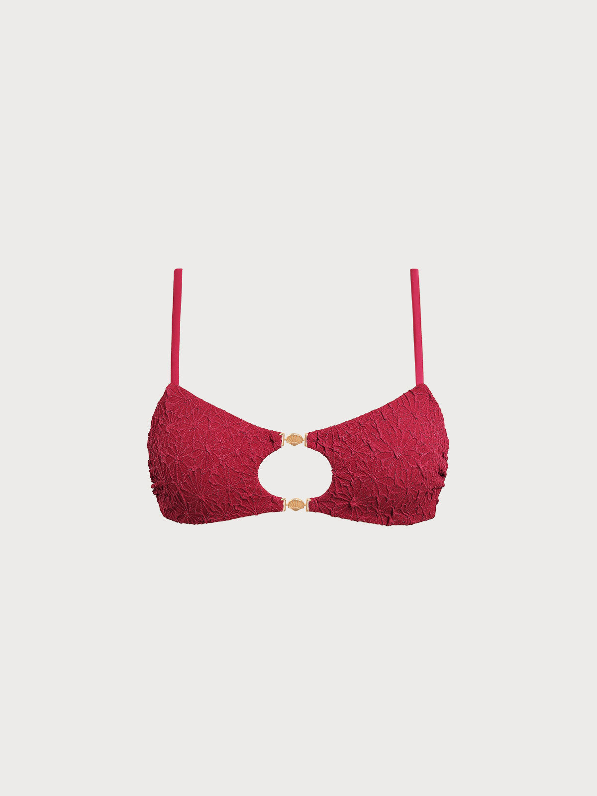 Women Knitted Nylon blended Bikini Tops Wine Red Sustainable Bikinis - BERLOOK