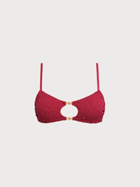 Women Knitted Nylon blended Bikini Tops Wine Red Sustainable Bikinis - BERLOOK