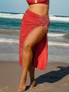 Women Knitted Nylon Blended Cover ups Red Sustainable Plus Size Cover-ups - BERLOOK