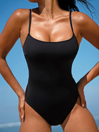 Women Knitted Nylon blended One Pieces Swimwear Black Sustainable One-Pieces - BERLOOK