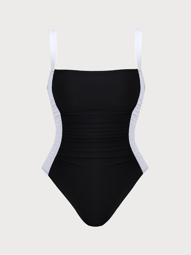 Women Knitted Nylon blended One Pieces Swimwear Black Sustainable Plus Size One-Pieces - BERLOOK