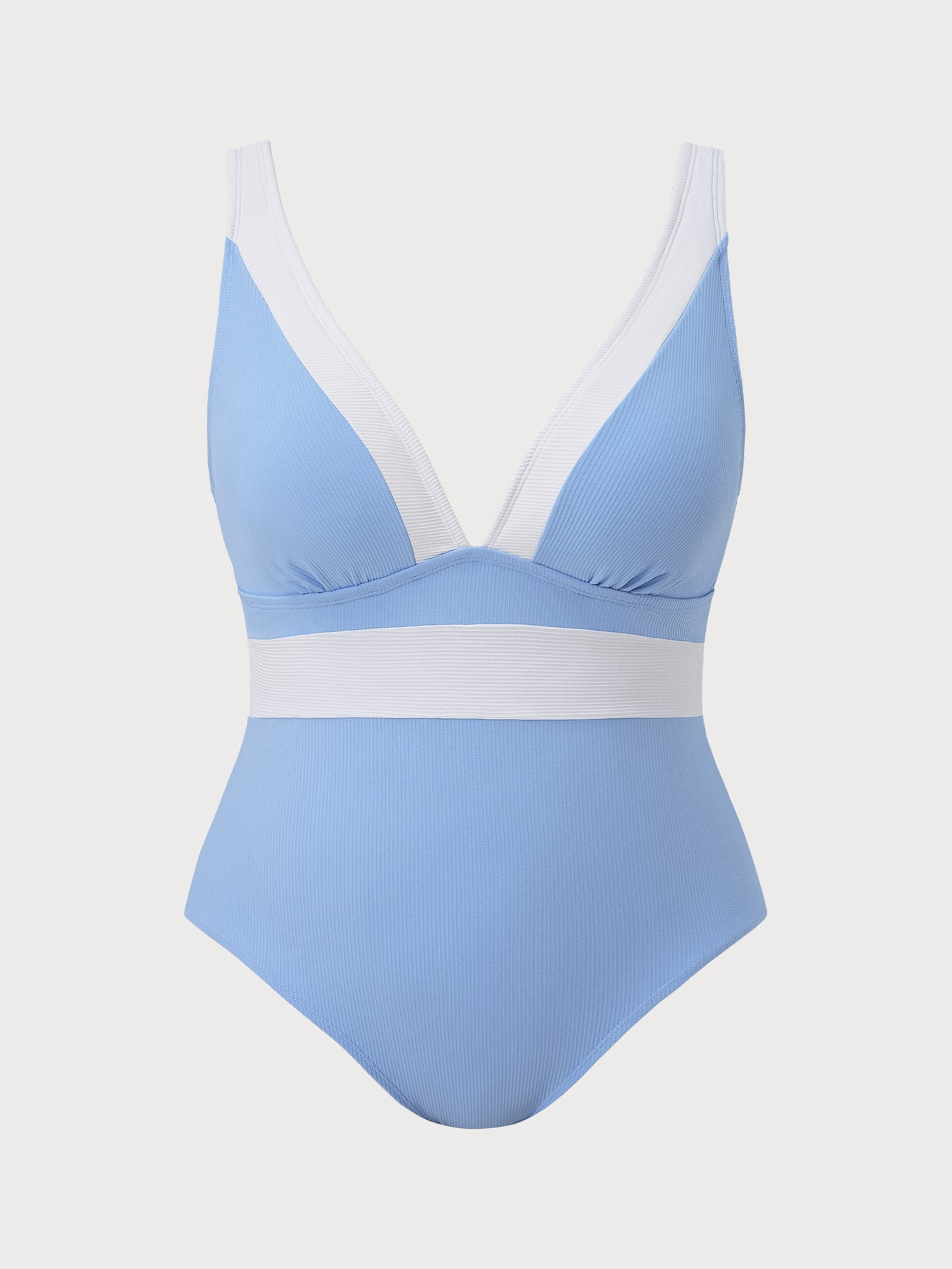 Women Knitted Nylon blended One Pieces Swimwear Blue Sustainable Plus Size One-Pieces - BERLOOK