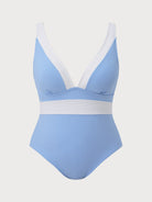 Women Knitted Nylon blended One Pieces Swimwear Blue Sustainable Plus Size One-Pieces - BERLOOK