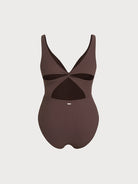Women Knitted Nylon blended One Pieces Swimwear Coffee Sustainable Plus Size One-Pieces - BERLOOK
