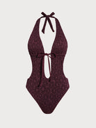Women Knitted Nylon blended  One Pieces Swimwear Dark Coffee Sustainable Bikinis - BERLOOK