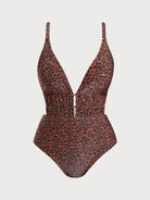 Women Knitted Nylon blended One Pieces Swimwear Dark Coffee Sustainable Plus Size One-Pieces - BERLOOK