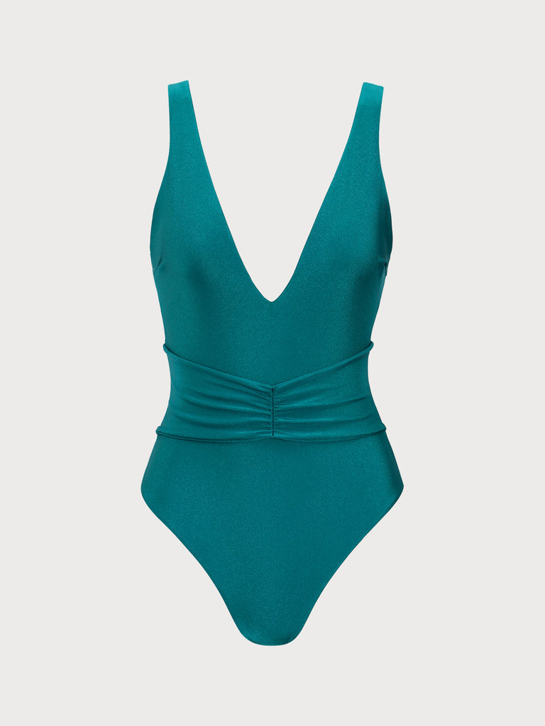 Women Knitted Nylon blended One Pieces Swimwear Green Sustainable One-Pieces - BERLOOK