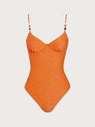 Women Knitted Nylon blended  One Pieces Swimwear Orange Sustainable One-Pieces - BERLOOK