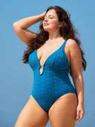 Women Knitted Nylon blended One Pieces Swimwear Sustainable Plus Size One-Pieces - BERLOOK