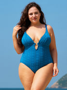 Women Knitted Nylon blended One Pieces Swimwear Sustainable Plus Size One-Pieces - BERLOOK