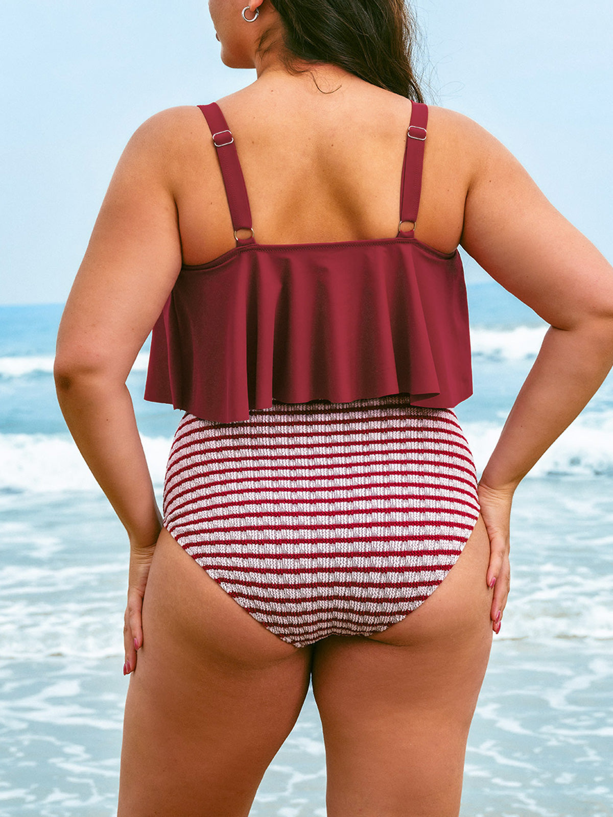 Women Knitted Nylon blended  Tankini Tops Sustainable Plus Size Tankinis - BERLOOK