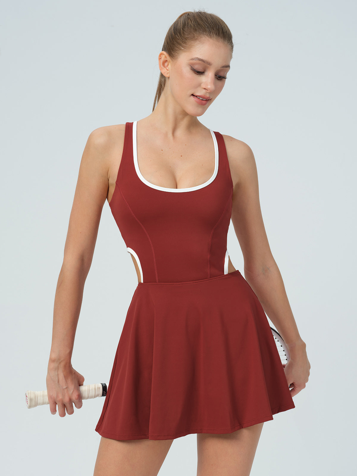 Women Knitted Nylon blended Yoga Dresses Sustainable Yoga Dresses&Yoga Jumpsuit - BERLOOK