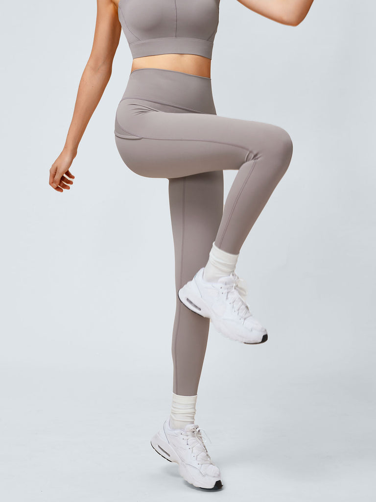 Women Knitted Nylon blended Yoga Leggings Sustainable Yoga Bottoms - BERLOOK