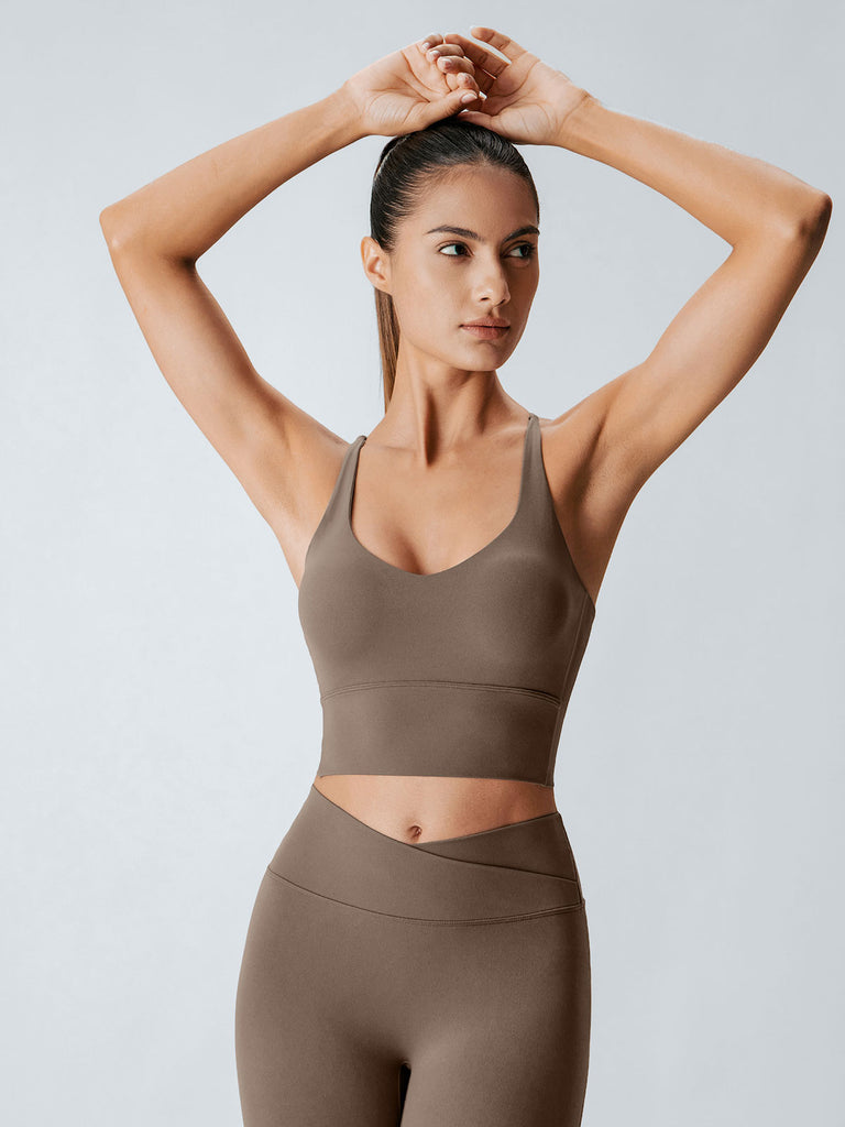 Women Knitted Nylon blended Yoga Sports Bras Sustainable Yoga Tops - BERLOOK