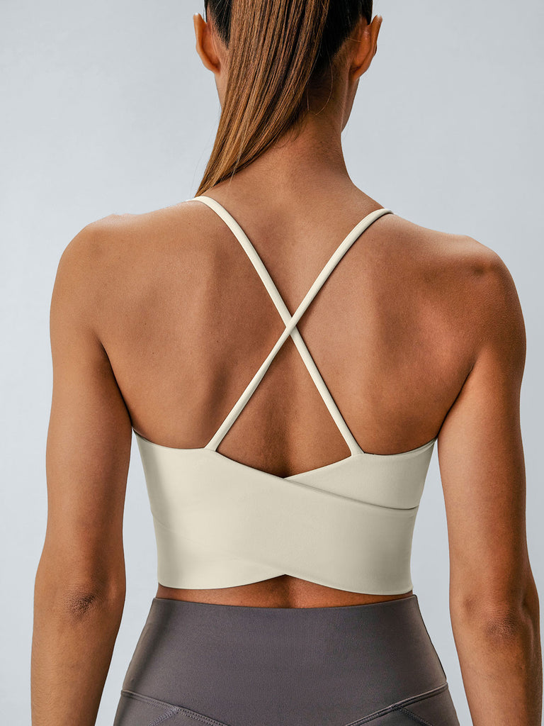 Women Knitted Nylon blended Yoga Sports Bras Sustainable Yoga Tops - BERLOOK