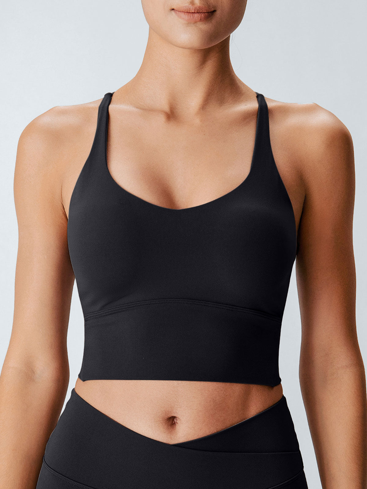 Women Knitted Nylon blended Yoga Sports Bras Sustainable Yoga Tops - BERLOOK
