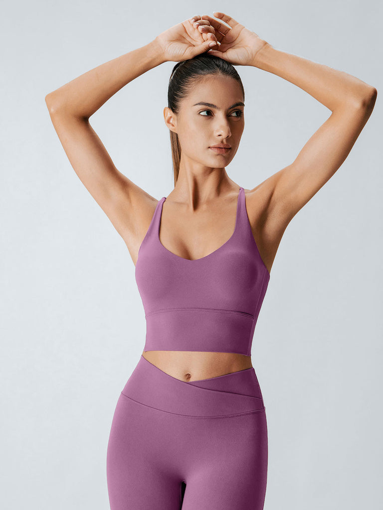 Women Knitted Nylon blended Yoga Sports Bras Sustainable Yoga Tops - BERLOOK