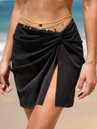 Women Knitted Nylon Cover ups Black Sustainable Cover-ups - BERLOOK