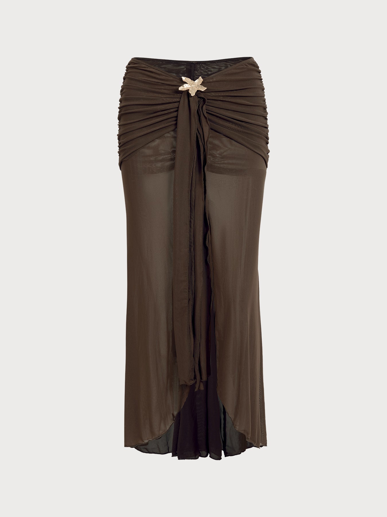 Women Knitted Nylon Cover ups Dark Coffee Sustainable Cover-ups - BERLOOK
