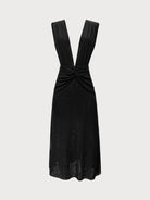 Women Knitted Nylon Mesh Cover-ups Black Sustainable Beach Dress - BERLOOK