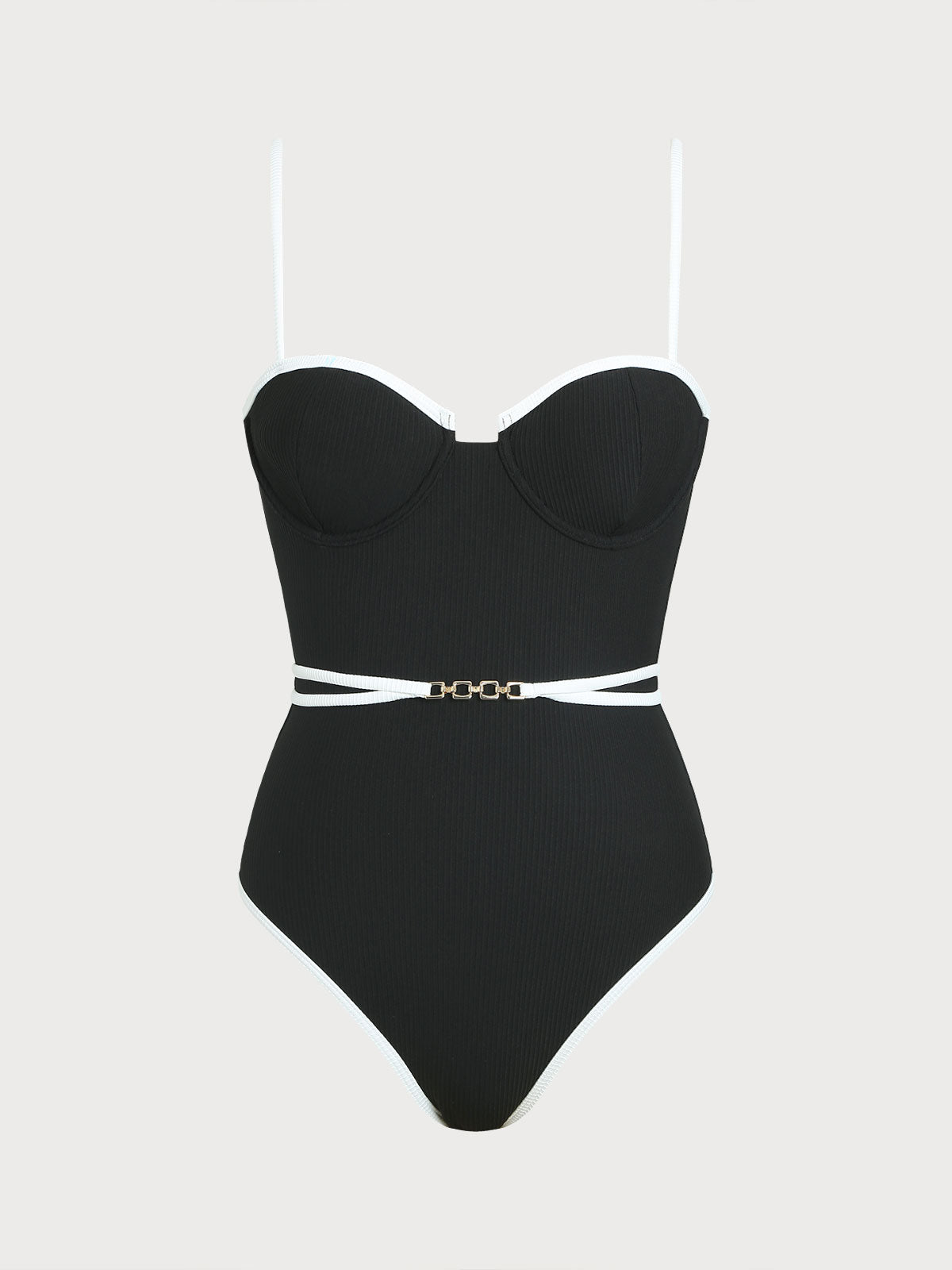 Women Knitted Nylon One Pieces Swimwear Black Sustainable One-Pieces - BERLOOK