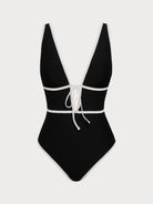 Women Knitted Nylon One Pieces Swimwear Black Sustainable One-Pieces - BERLOOK