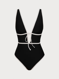 Women Knitted Nylon One Pieces Swimwear Black Sustainable One-Pieces - BERLOOK