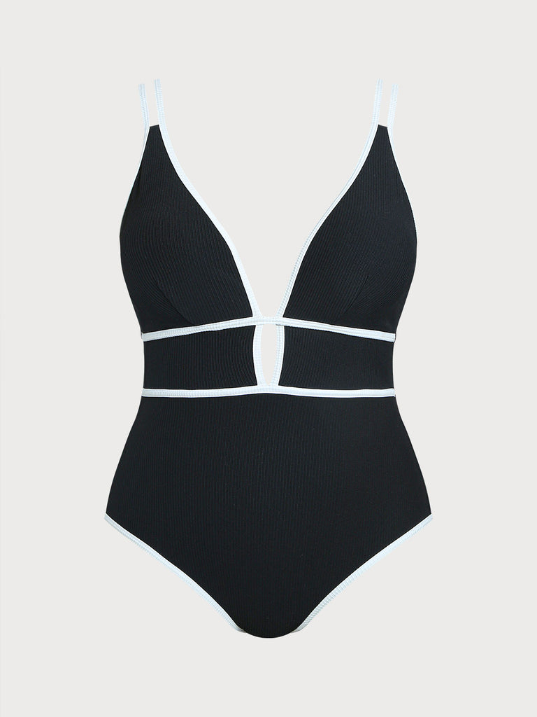 Women Knitted Nylon One Pieces Swimwear Black Sustainable Plus Size One-Pieces - BERLOOK