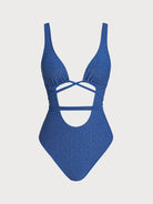 Women Knitted Nylon One Pieces Swimwear Blue Sustainable One-Pieces - BERLOOK