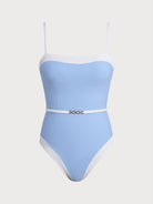 Women Knitted Nylon One Pieces Swimwear Blue Sustainable One-Pieces - BERLOOK