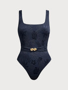 Women Knitted Nylon One Pieces Swimwear Blue Sustainable One-Pieces - BERLOOK
