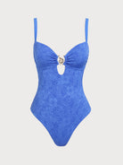 Women Knitted Nylon One Pieces Swimwear Blue Sustainable One-Pieces - BERLOOK