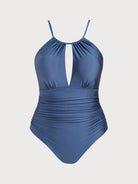 Women Knitted Nylon One Pieces Swimwear Blue Sustainable Plus Size One-Pieces - BERLOOK