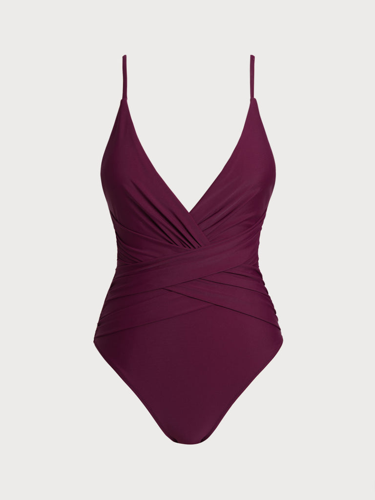 Women Knitted Nylon One Pieces Swimwear Burgundy Sustainable One-Pieces - BERLOOK