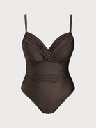 Women Knitted Nylon One Pieces Swimwear Dark Coffee Sustainable Plus Size One-Pieces - BERLOOK