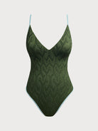 Women Knitted Nylon One Pieces Swimwear Dark Green Sustainable One-Pieces - BERLOOK