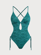 Women Knitted Nylon One Pieces Swimwear Dark Green Sustainable One-Pieces - BERLOOK