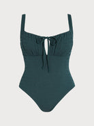 Women Knitted Nylon One Pieces Swimwear Dark Green Sustainable Plus Size One-Pieces - BERLOOK