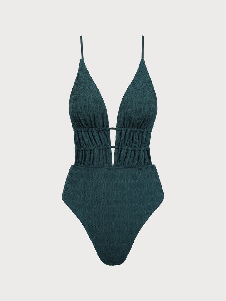 Women Knitted Nylon One Pieces Swimwear Malachite Green Sustainable One-Pieces - BERLOOK