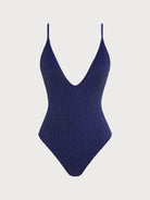 Women Knitted Nylon One Pieces Swimwear Navy Sustainable - BERLOOK