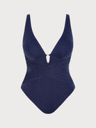 Women Knitted Nylon One Pieces Swimwear Navy Sustainable - BERLOOK
