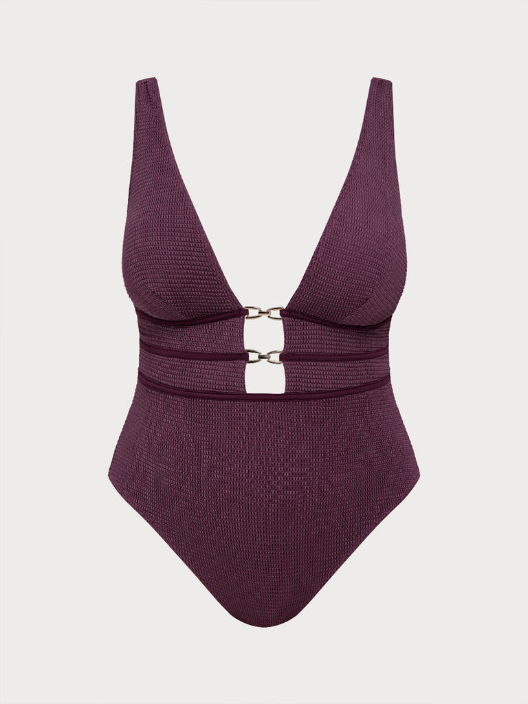 Women Knitted Nylon One Pieces Swimwear Purple Sustainable Plus Size One-Pieces - BERLOOK