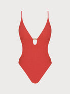 Women Knitted Nylon One Pieces Swimwear Red Sustainable One-Pieces - BERLOOK