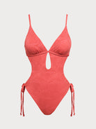 Women Knitted Nylon One Pieces Swimwear Red Sustainable One-Pieces - BERLOOK