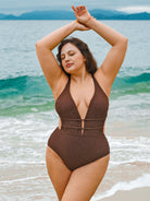 Women Knitted Nylon One Pieces Swimwear Sustainable Plus Size One-Pieces - BERLOOK