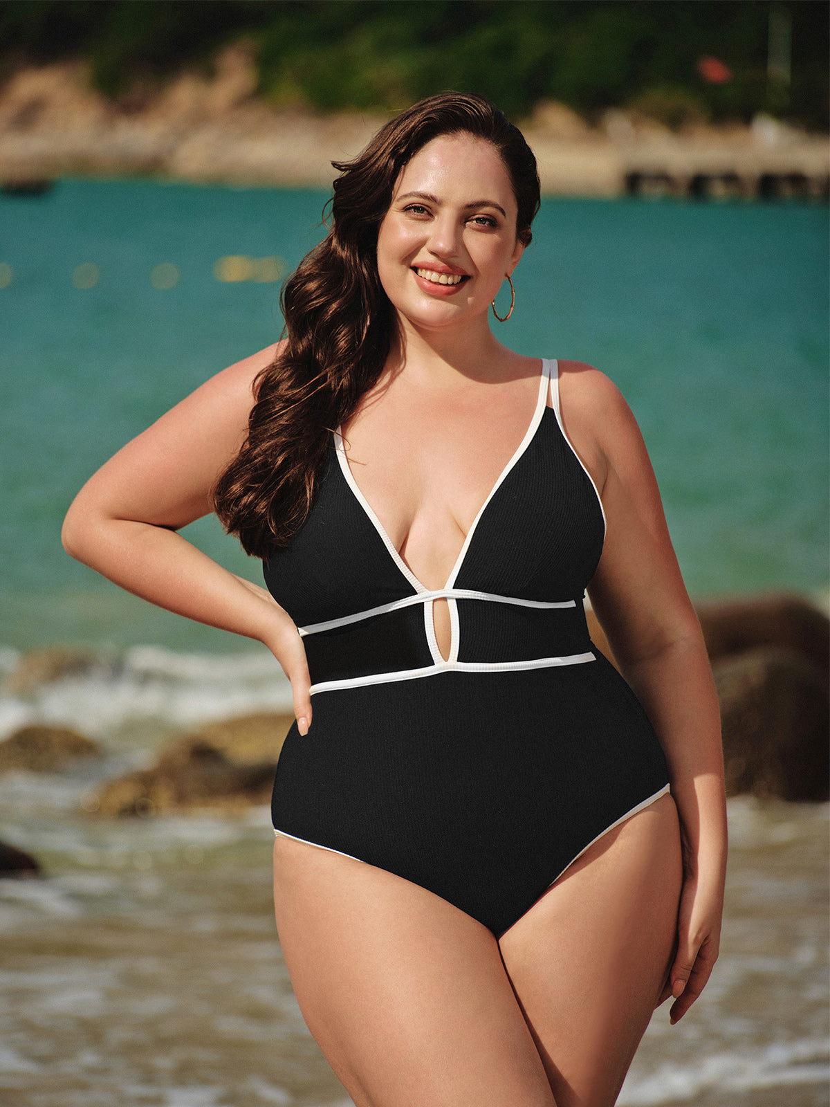 Women Knitted Nylon One Pieces Swimwear Sustainable Plus Size One-Pieces - BERLOOK