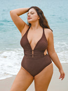 Women Knitted Nylon One Pieces Swimwear Sustainable Plus Size One-Pieces - BERLOOK