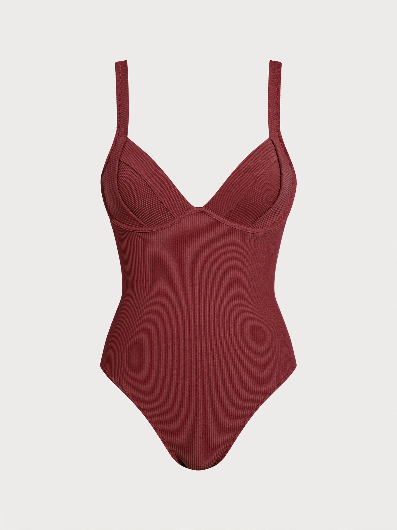 Women Knitted Nylon One Pieces Swimwear Wine Red Sustainable One-Pieces - BERLOOK
