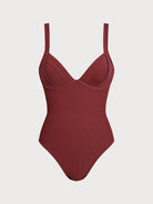 Women Knitted Nylon One Pieces Swimwear Wine Red Sustainable One-Pieces - BERLOOK